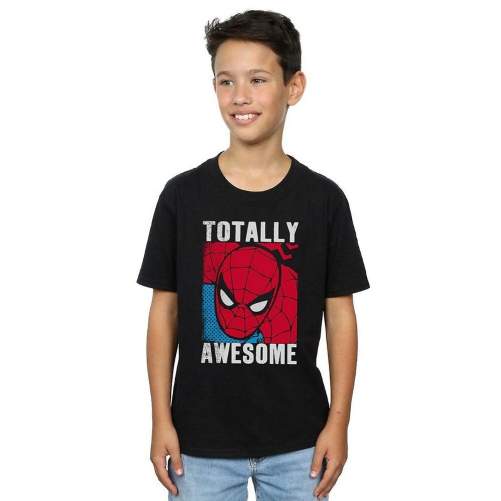 Spider-Man Boys Totally Awesome Cotton T-Shirt / Black
